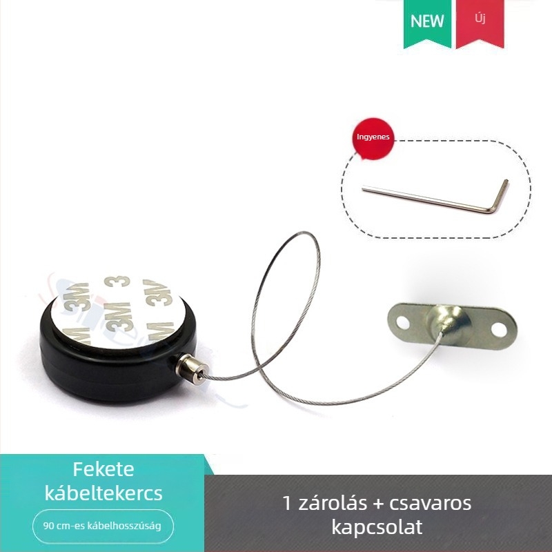 SIECAO lopás elleni kijelző visszahúzható doboz ékszerekhez — automatikus teleszkópos működés; Alkalmazás: ékszer- és óravitrinek; Testreszabás: különböző szálvégek rendelhetők; része az Anti-theft display sorozatnak