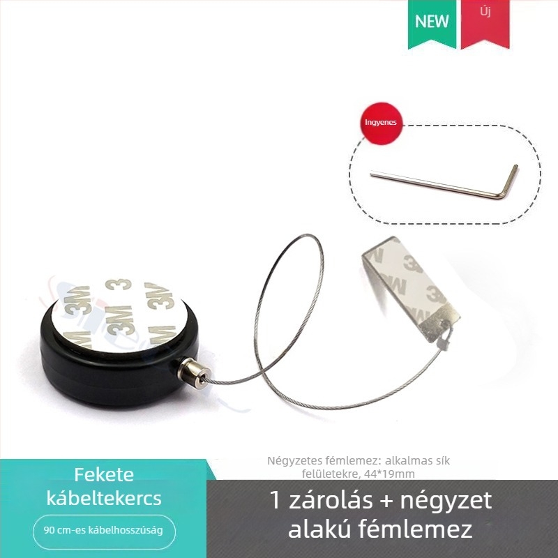 SIECAO lopás elleni kijelző visszahúzható doboz ékszerekhez — automatikus teleszkópos működés; Alkalmazás: ékszer- és óravitrinek; Testreszabás: különböző szálvégek rendelhetők; része az Anti-theft display sorozatnak