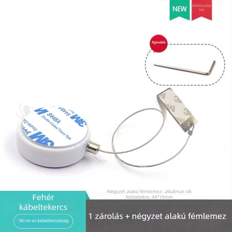 SIECAO lopás elleni kijelző visszahúzható doboz ékszerekhez — automatikus teleszkópos működés; Alkalmazás: ékszer- és óravitrinek; Testreszabás: különböző szálvégek rendelhetők; része az Anti-theft display sorozatnak