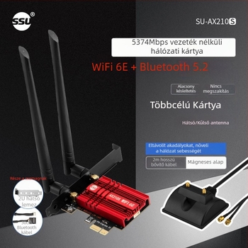 NFHK AX210S asztali PCIe vezeték nélküli hálózati kártya, WiFi 6, 5374 Mbps, Bluetooth 5.2