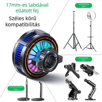 H8A-15W Vezeték nélküli töltő mágneses hűtő radiátorral, MagSafe fej, Type-C interfész, műanyag és fém