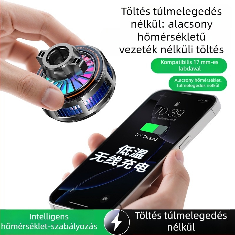 H8A-15W Vezeték nélküli töltő mágneses hűtő radiátorral, MagSafe fej, Type-C interfész, műanyag és fém