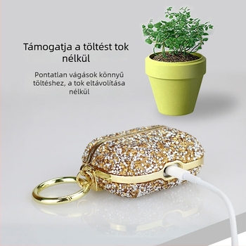 AirPods Pro 2/3 kemény tok elektroplatált kristályokkal, PC anyag, ragasztási folyamat, kompatibil Apple AirPods Pro