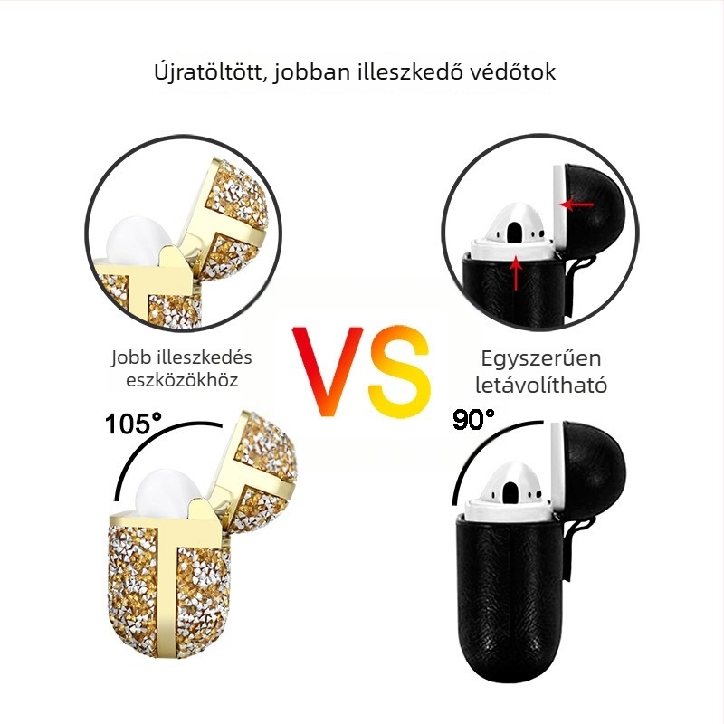 AirPods Pro 2/3 kemény tok elektroplatált kristályokkal, PC anyag, ragasztási folyamat, kompatibil Apple AirPods Pro