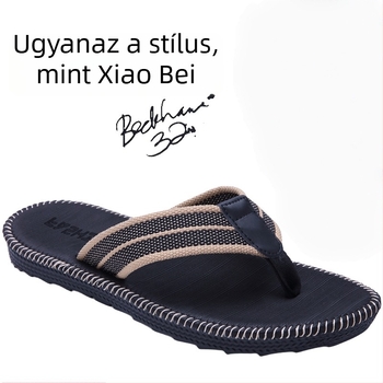 Jing'an férfi flip-flopok, nyitott lábujjakkal, textil felső, EVA talp, mindennapi lazítás, beltéri/kültéri használat