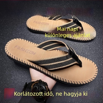 Jing'an férfi flip-flopok, nyitott lábujjakkal, textil felső, EVA talp, mindennapi lazítás, beltéri/kültéri használat