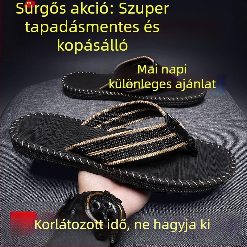 Jing'an férfi flip-flopok, nyitott lábujjakkal, textil felső, EVA talp, mindennapi lazítás, beltéri/kültéri használat
