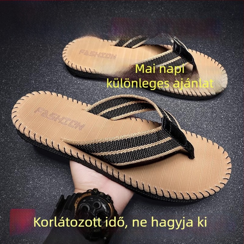 Jing'an férfi flip-flopok, nyitott lábujjakkal, textil felső, EVA talp, mindennapi lazítás, beltéri/kültéri használat