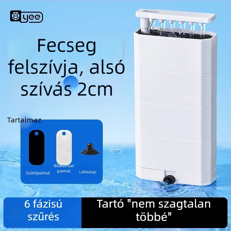 Teknős akvárium szűrő, ultra alacsony vízszinttel, alsó szívó, 3-in-1 cirkulációs pumpa a szűréshez és oxigénellátáshoz (cseppfolyó filtráció)