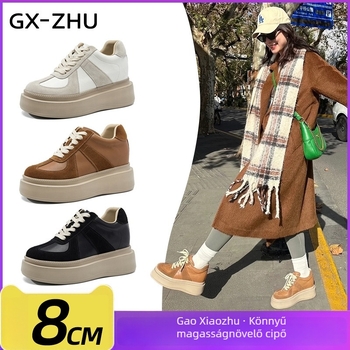 Rejtett sarkú platform cipő juhbőr felsőrész, slip-on zárás, 6-8 cm sarokmagasság, habgumi talp