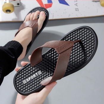 Férfi flip-flop papucs – nyitott orrú, mindennapi lazítás; felső PVC, talp PVC, talp injekciós formázással