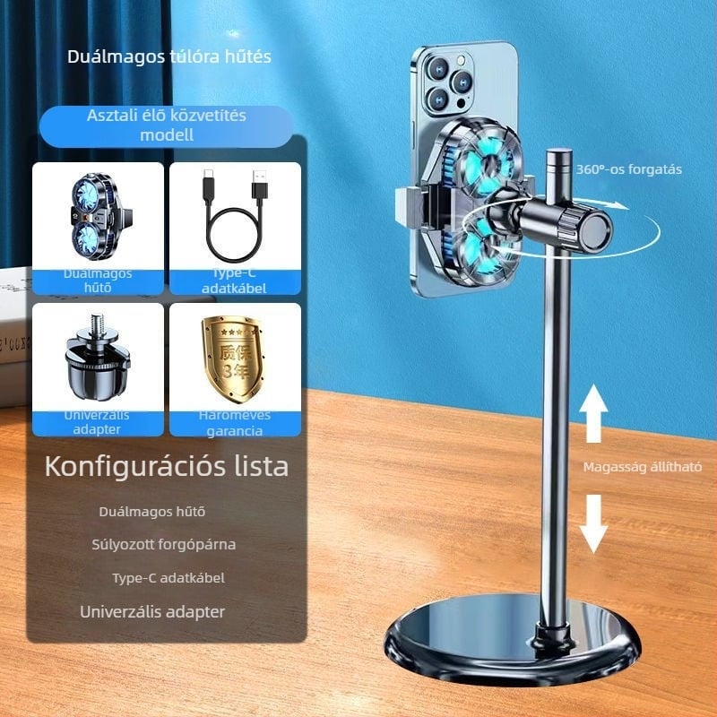 Élő közvetítéshez készült hátsó klipsz hűtő félvezető hűtéssel, beépített ventilátorral, játékokhoz való állvány