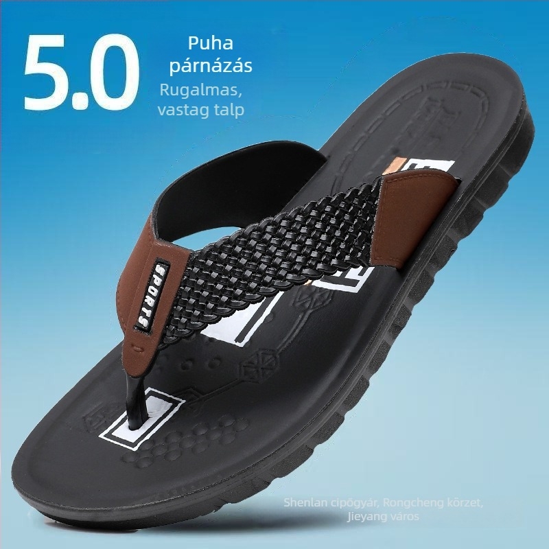Férfi szandálok PVC felsőrésszel és PVC talppal, injekciós öntési talppal, sík sarok, divatos stílus