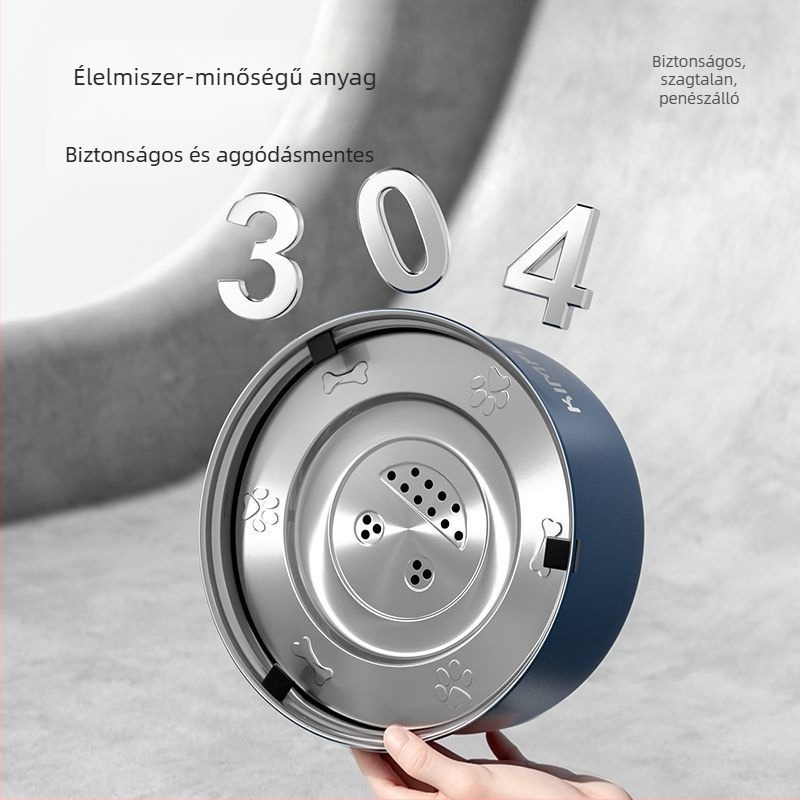 Rozsdamentes acélból készült, függő kutyavíztál, kiegészítőkkel