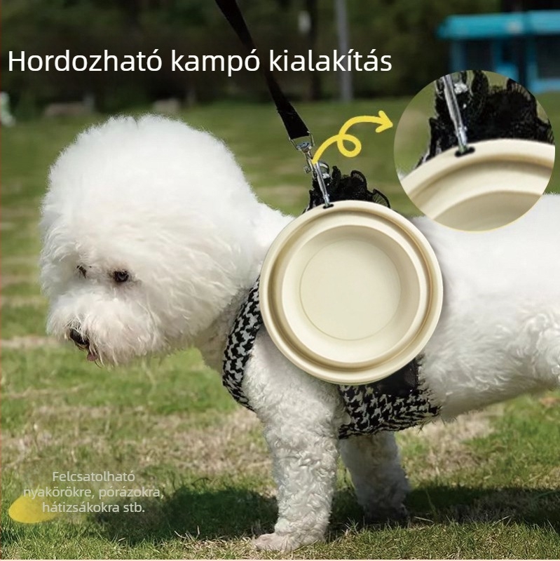 Összecsukható háziállat tál kutyáknak és macskáknak, hordozható etető- és itatál, műanyag, Shanghai style, automata etetés