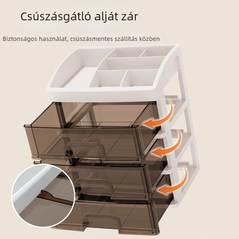 Yi Han Kozmetikai tároló doboz, Fiókos asztali rendező rúzsok és bőrápolási termékekhez, PP anyag, Könnyű luxus stílus, 2025 megjelenés