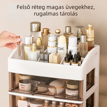 Yi Han Kozmetikai tároló doboz, Fiókos asztali rendező rúzsok és bőrápolási termékekhez, PP anyag, Könnyű luxus stílus, 2025 megjelenés
