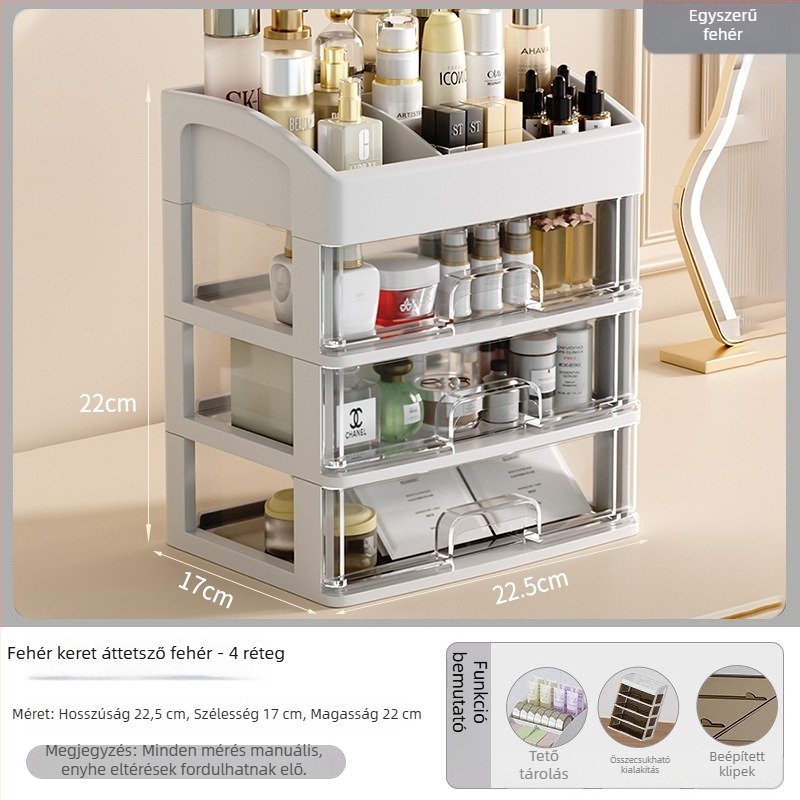 Yi Han Kozmetikai tároló doboz, Fiókos asztali rendező rúzsok és bőrápolási termékekhez, PP anyag, Könnyű luxus stílus, 2025 megjelenés