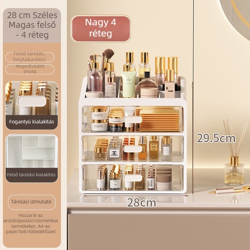 Yi Han Kozmetikai tároló doboz, Fiókos asztali rendező rúzsok és bőrápolási termékekhez, PP anyag, Könnyű luxus stílus, 2025 megjelenés