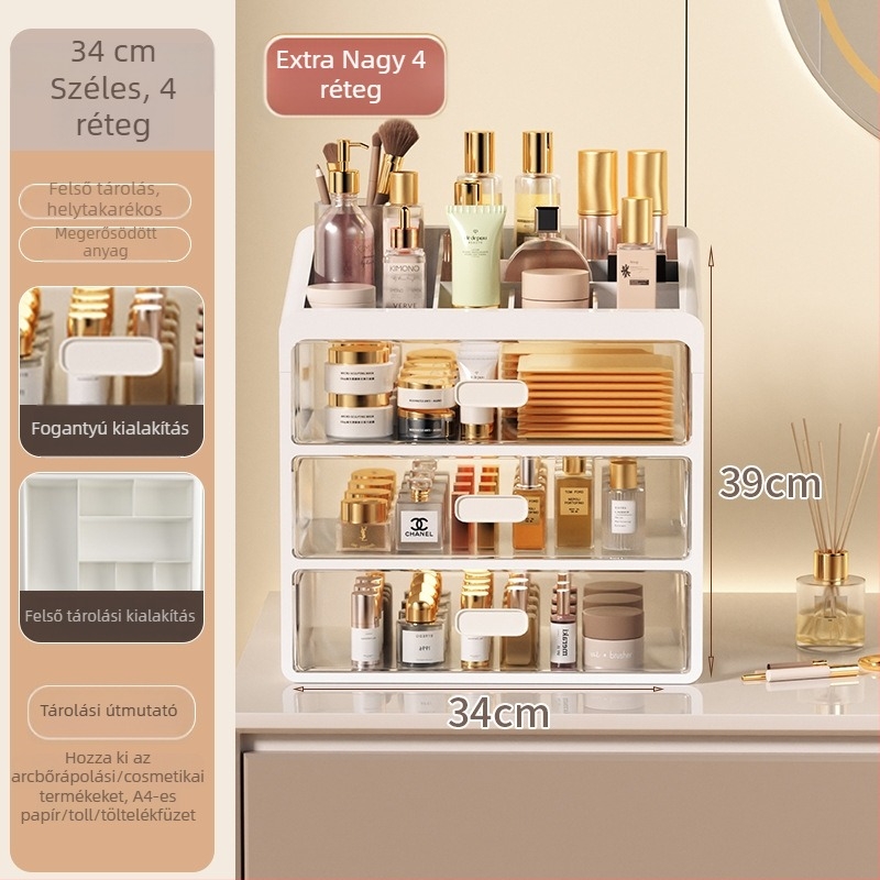 Yi Han Kozmetikai tároló doboz, Fiókos asztali rendező rúzsok és bőrápolási termékekhez, PP anyag, Könnyű luxus stílus, 2025 megjelenés