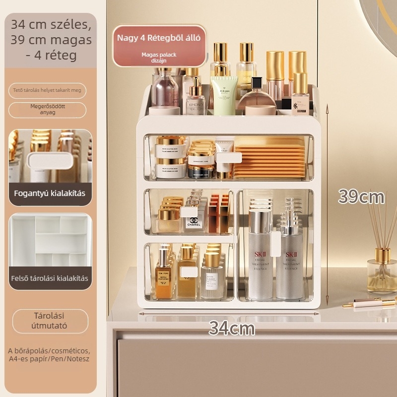 Yi Han Kozmetikai tároló doboz, Fiókos asztali rendező rúzsok és bőrápolási termékekhez, PP anyag, Könnyű luxus stílus, 2025 megjelenés