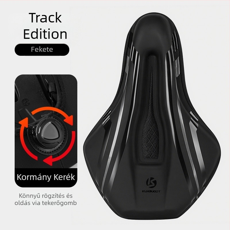 Kerékpár ülésborítás, vastagított szivacs a kényelemért, KS-2503 modell, Kuasuodt/Cross Speed Sports márka, alkalmas hagyományos kerékpárokhoz, anyagok: U bőr + szilikon + szivacs + sandwich háló