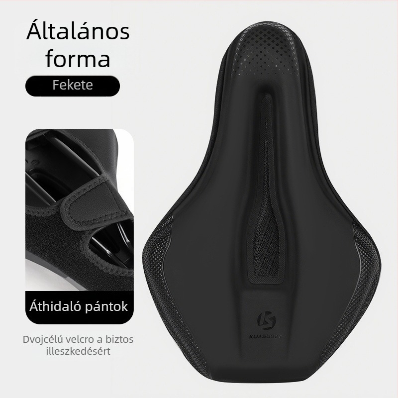 Kerékpár ülésborítás, vastagított szivacs a kényelemért, KS-2503 modell, Kuasuodt/Cross Speed Sports márka, alkalmas hagyományos kerékpárokhoz, anyagok: U bőr + szilikon + szivacs + sandwich háló