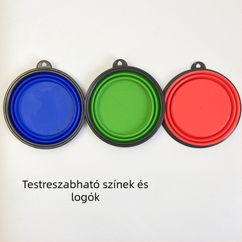 Összecsukható szilikon tál háziállatoknak és kutyáknak, kapacitások: 350 ml, 650 ml, 1000 ml, 1500 ml és 2000 ml