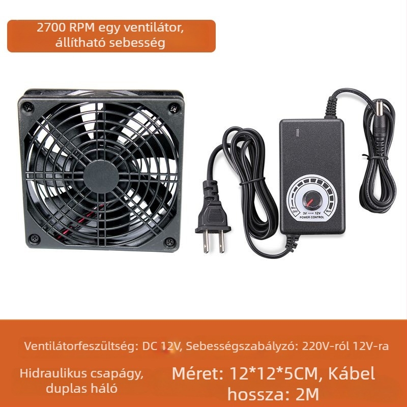 Hűtőventilátor routerhez és set-top boxhoz – ABS, hidraulikus csapágyak, 2800 RPM, csendes működés, szabályozható sebesség