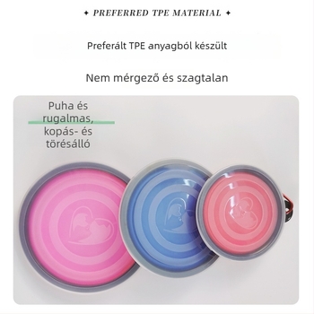 Macaron színű összecsukható etetőtál háziállatoknak, kültéri, utazáshoz és sétához ideális, szilikonból