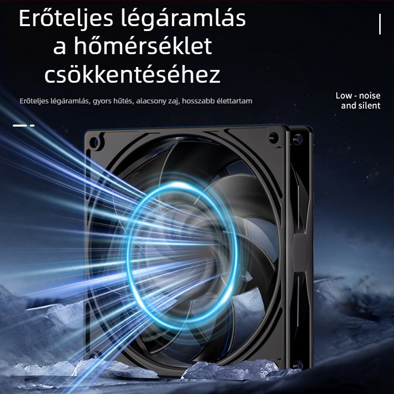 Ház hűtőventilátora, 5V, axiális, 1800 RPM, olajcsapágy, légáramlás
