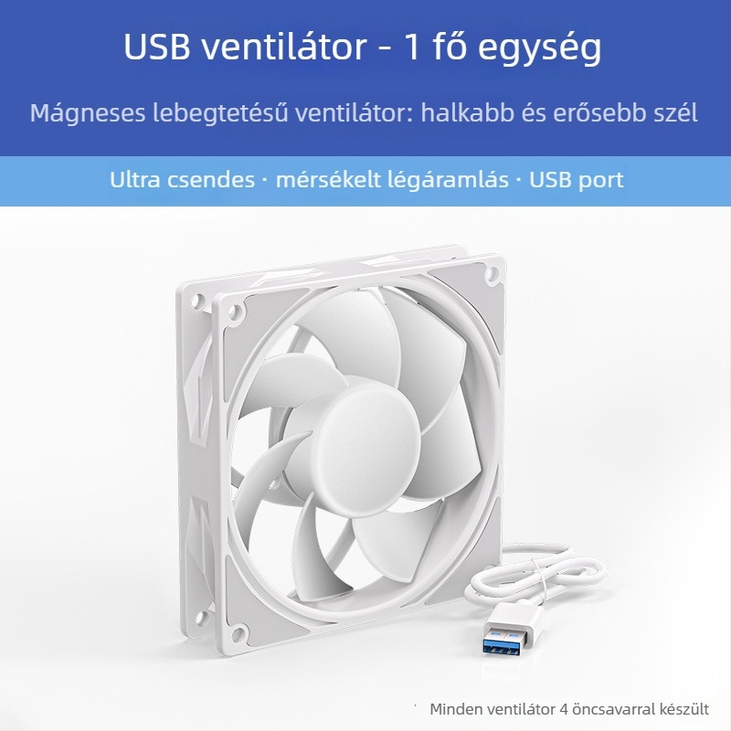 Ház hűtőventilátora, 5V, axiális, 1800 RPM, olajcsapágy, légáramlás