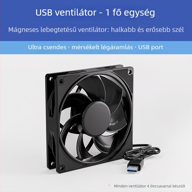 Ház hűtőventilátora, 5V, axiális, 1800 RPM, olajcsapágy, légáramlás