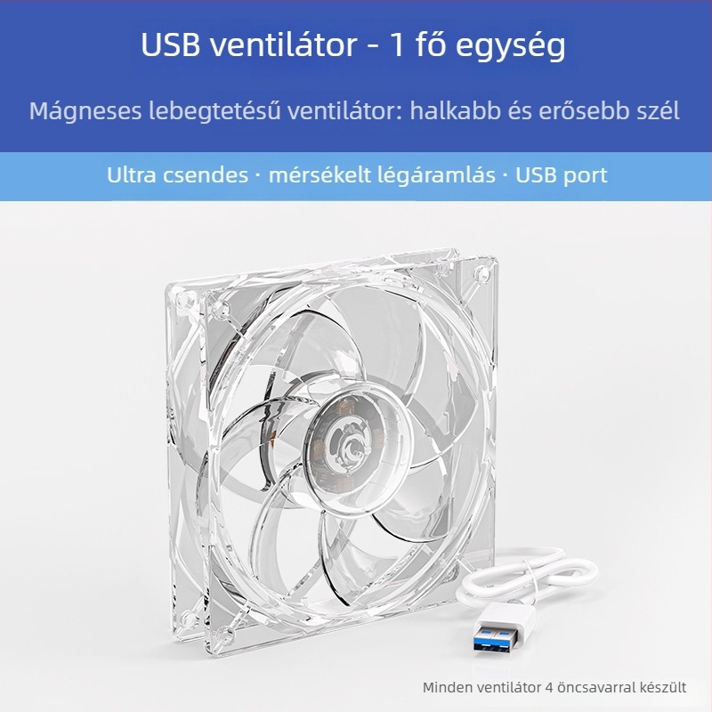 Ház hűtőventilátora, 5V, axiális, 1800 RPM, olajcsapágy, légáramlás