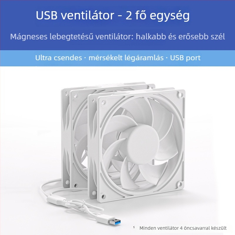 Ház hűtőventilátora, 5V, axiális, 1800 RPM, olajcsapágy, légáramlás