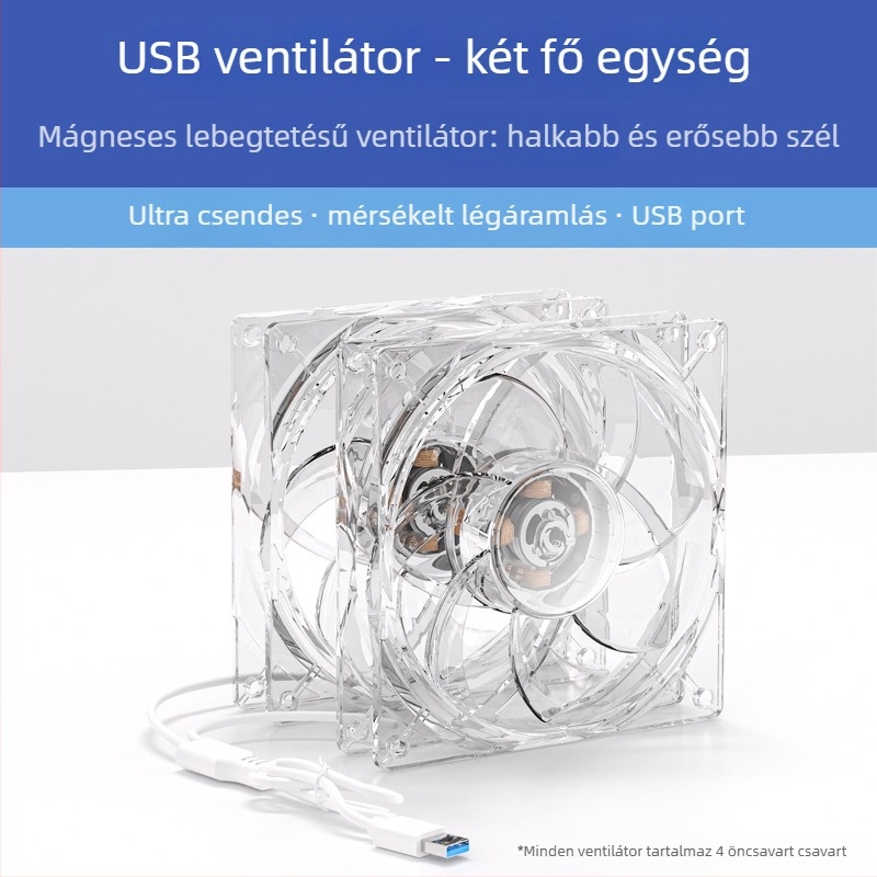 Ház hűtőventilátora, 5V, axiális, 1800 RPM, olajcsapágy, légáramlás