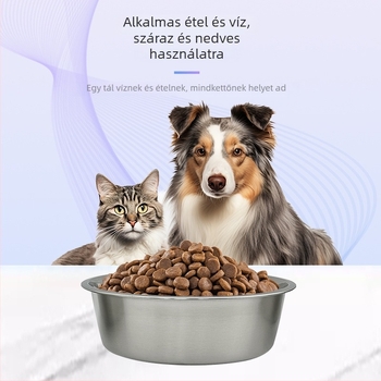 Háziállat-tál, rozsdamentes acél, csúszásmentes, ütésálló, belső bélés
