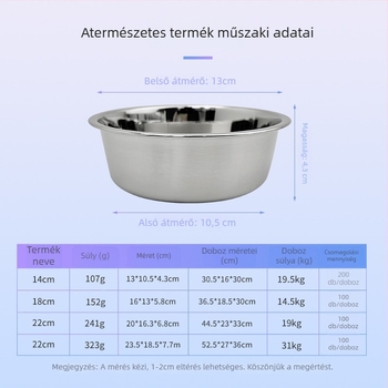 Háziállat-tál, rozsdamentes acél, csúszásmentes, ütésálló, belső bélés