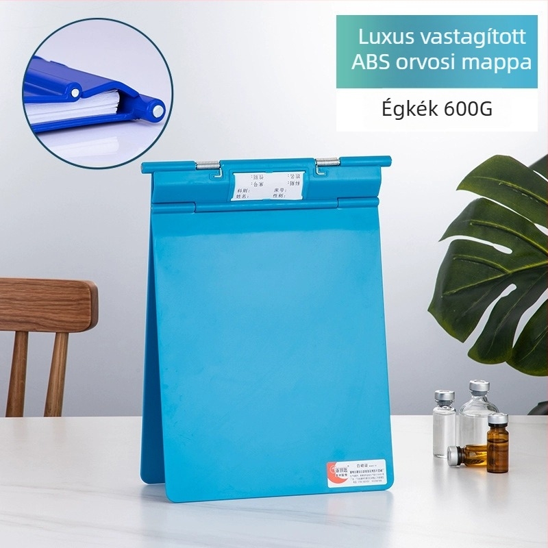 ABS műanyag orvosi kartotékklip logónyomtatással, testreszabható, A4-es méret kompatibilis, lemezvastagság 1,2 mm, tartós és ütésálló