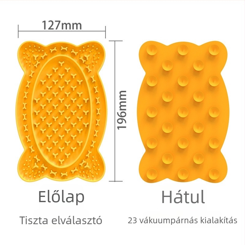 Kutyáknak szilikon nyalogató tál szívókorongos kialakítással, lassú etetés, újrahasználható