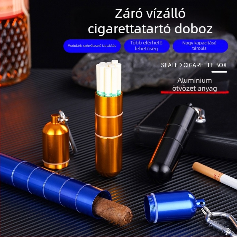 Kültéri zárható, vízálló alumínium ötvözet cigaretta- és szivartároló cső – több részes, levehető, testre szabható, nem kézi készítésű