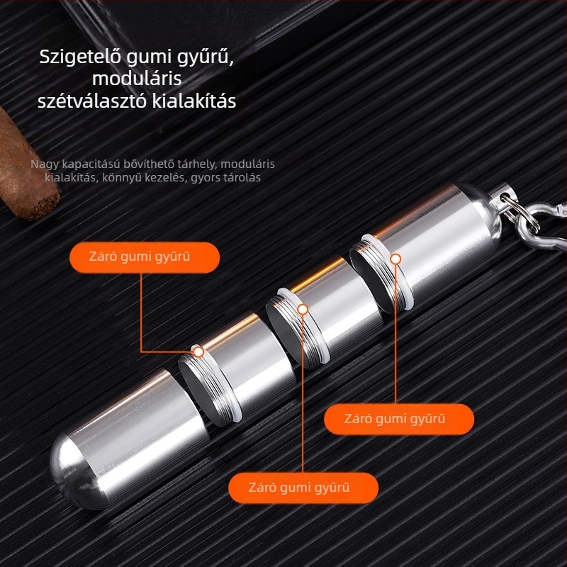 Kültéri zárható, vízálló alumínium ötvözet cigaretta- és szivartároló cső – több részes, levehető, testre szabható, nem kézi készítésű