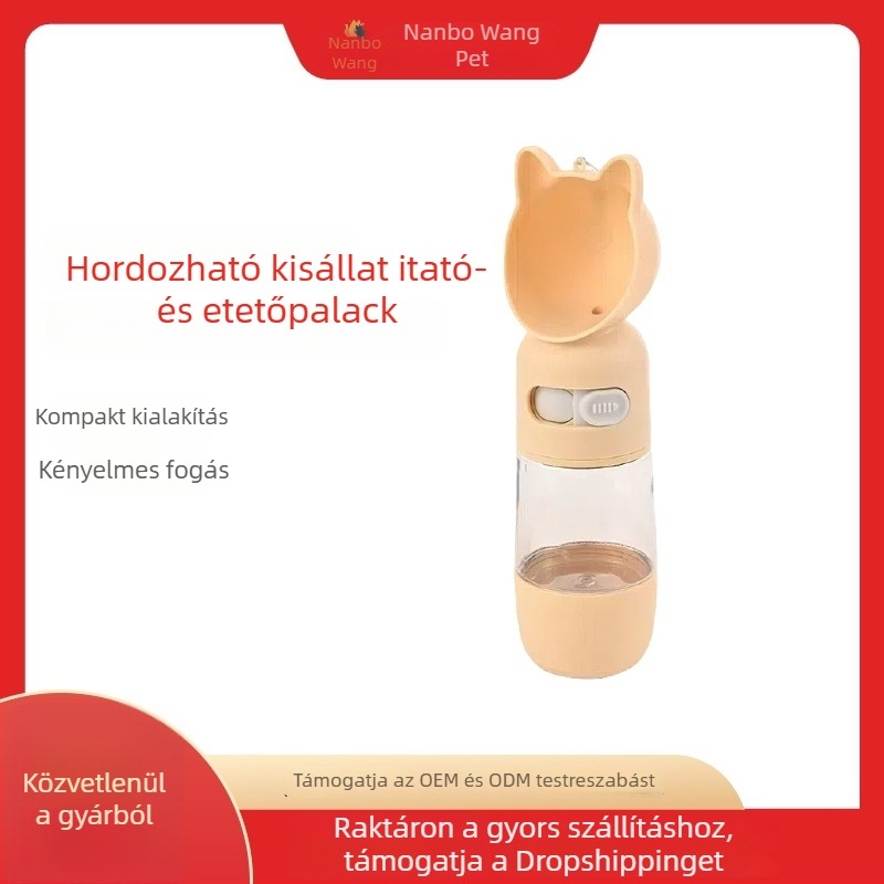 Kutyák számára hordozható vízpalack kültéri használatra, etető- és ivóedény.