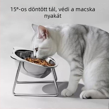 Rozsdamentes acélból készült emelt etetőtál macskáknak és kutyáknak – étel- és itatótál