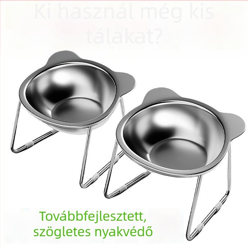 Rozsdamentes acélból készült emelt etetőtál macskáknak és kutyáknak – étel- és itatótál