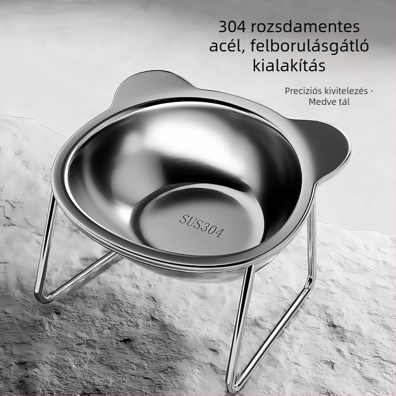 Rozsdamentes acélból készült emelt etetőtál macskáknak és kutyáknak – étel- és itatótál