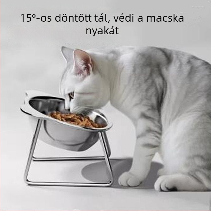 Rozsdamentes acélból készült emelt etetőtál macskáknak és kutyáknak – étel- és itatótál