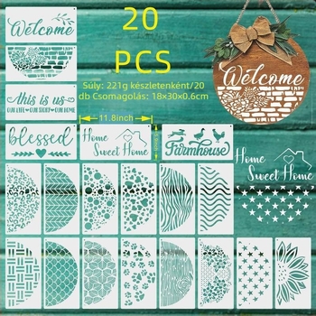 Shapeya PET-anyagú sprayfestéksablon HOME betűkhöz: WELCOME és FAMILY