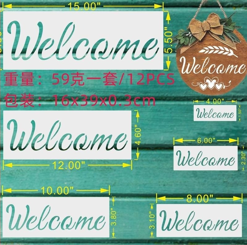 Shapeya PET-anyagú sprayfestéksablon HOME betűkhöz: WELCOME és FAMILY