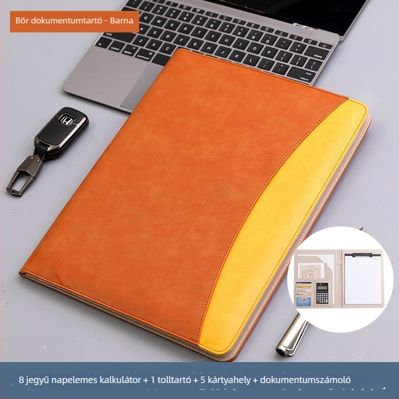 A4-es méretű bőr dokumentumklipboard erős rögzítésű csipsszel és lemezcsipsszel, logóval testre szabható